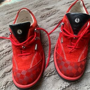 Red Ferrari sneakers from Italy, purchased  factory in Modena Italy.